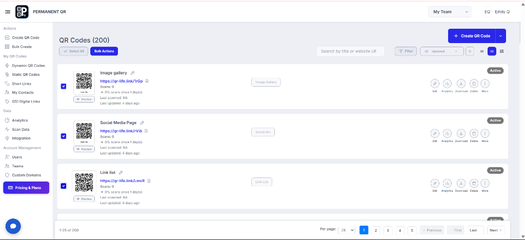 Select QR Codes for Bulk CSV Export