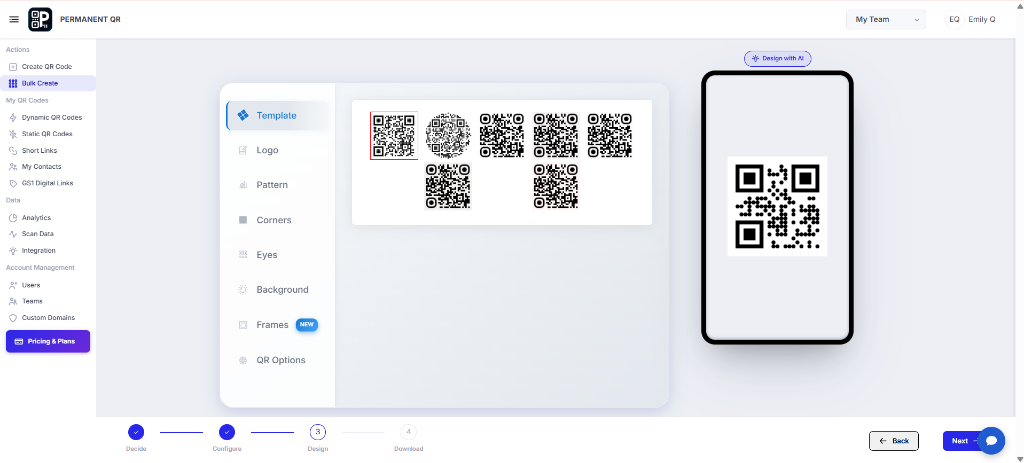 Customize Bulk Digital Business Card QR Code design