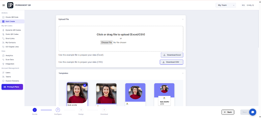 Download Excel or CSV template for Digital Business Cards