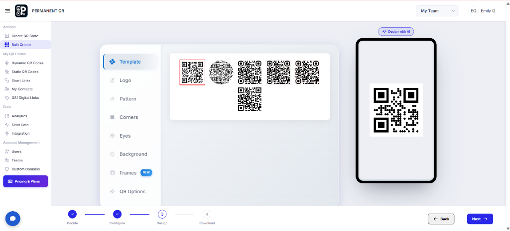 Customize Bulk Website URL QR Code design