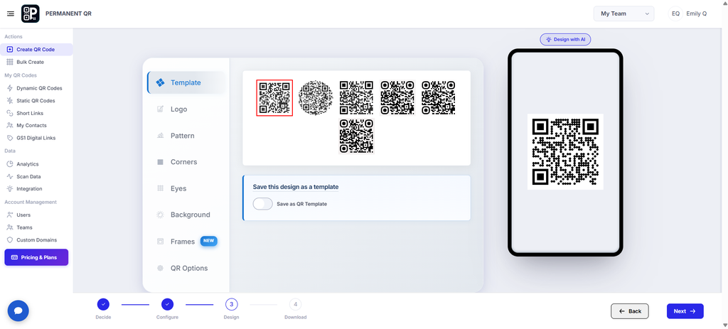 Customize the QR code design