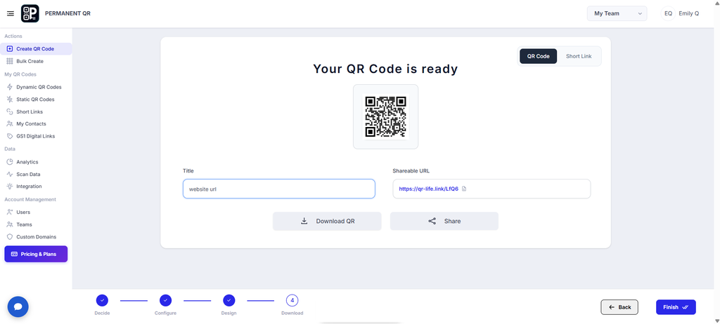 Review the updated QR code before finishing