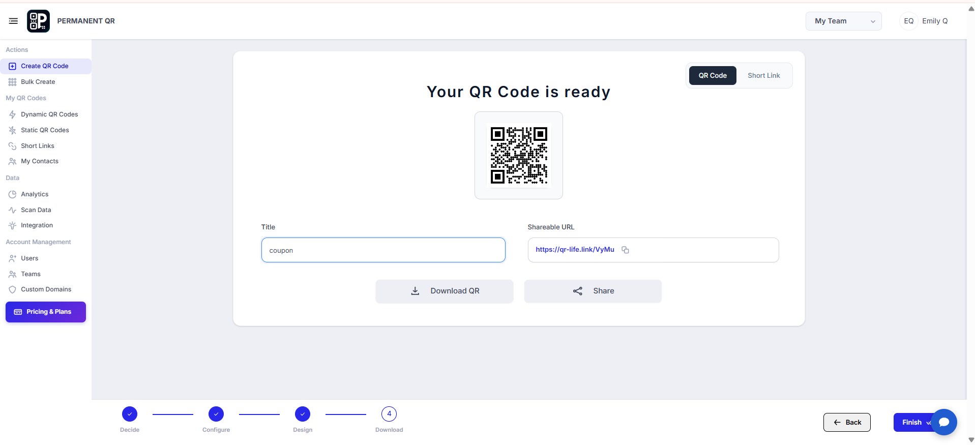 Review and test your generated Coupon Code QR Code before downloading