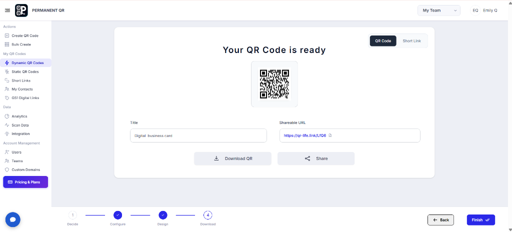 Review the updated QR Code before finishing