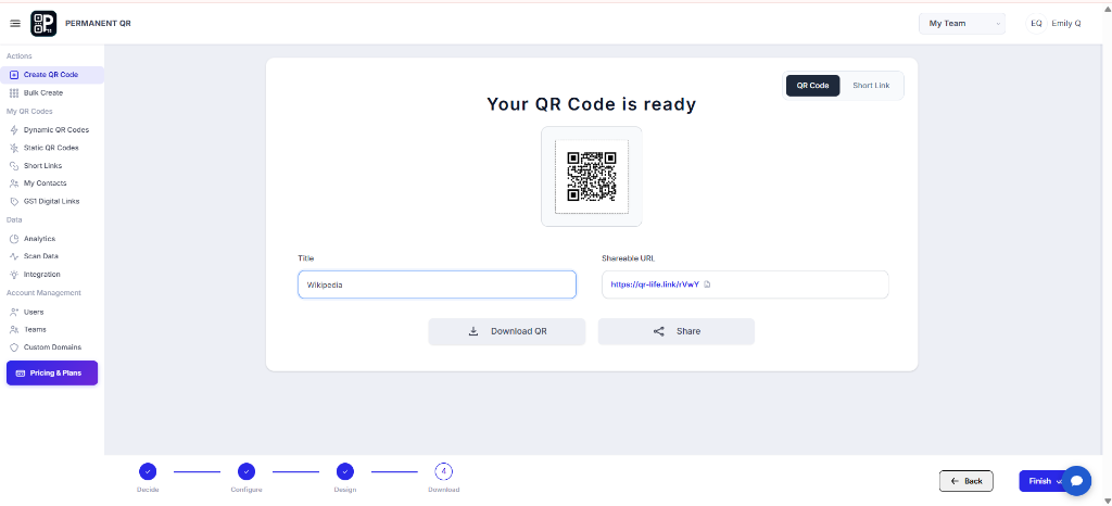 Review Generated QR Code