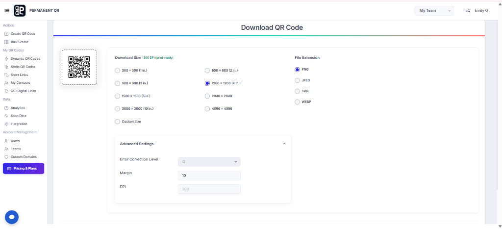 Download your PDF QR Code in PNG, JPEG, SVG, or WEBP format.