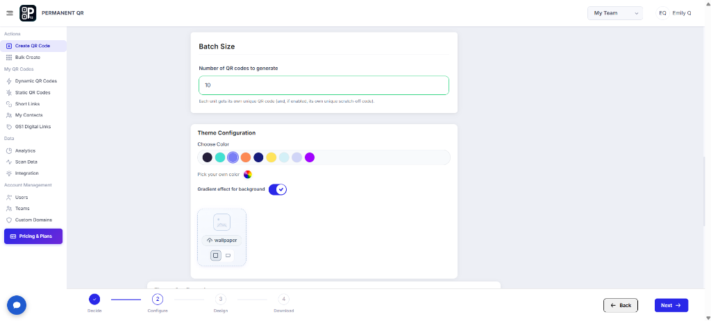 Set Product Verification QR code batch size