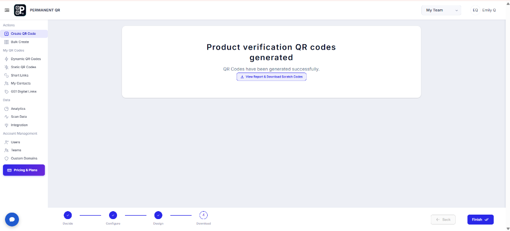 Product Verification QR codes generated successfully