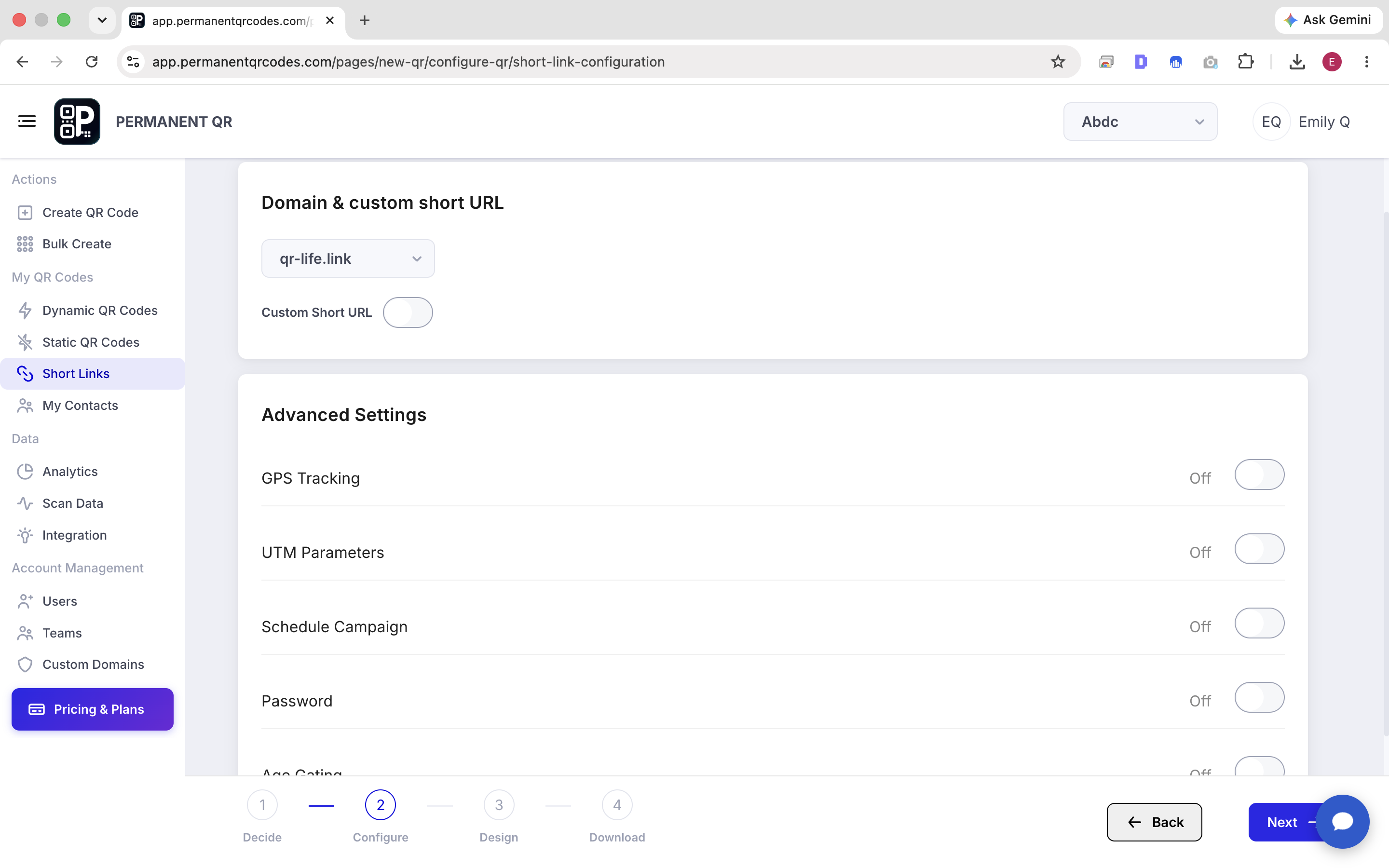 [IMAGE PLACEHOLDER — Domain and Custom Short URL Configuration]