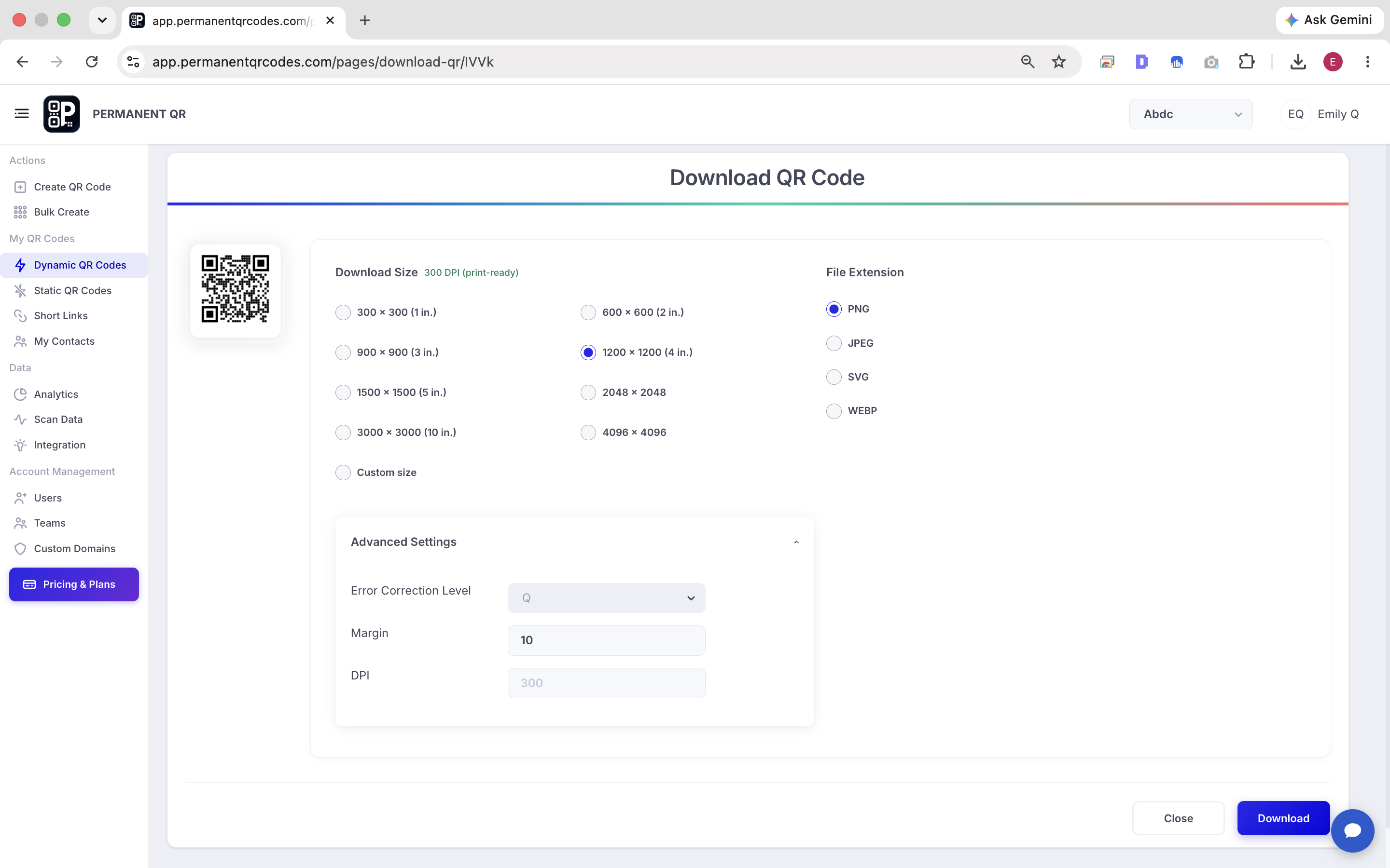 [IMAGE PLACEHOLDER — Permanent QR Codes Download Format Options]