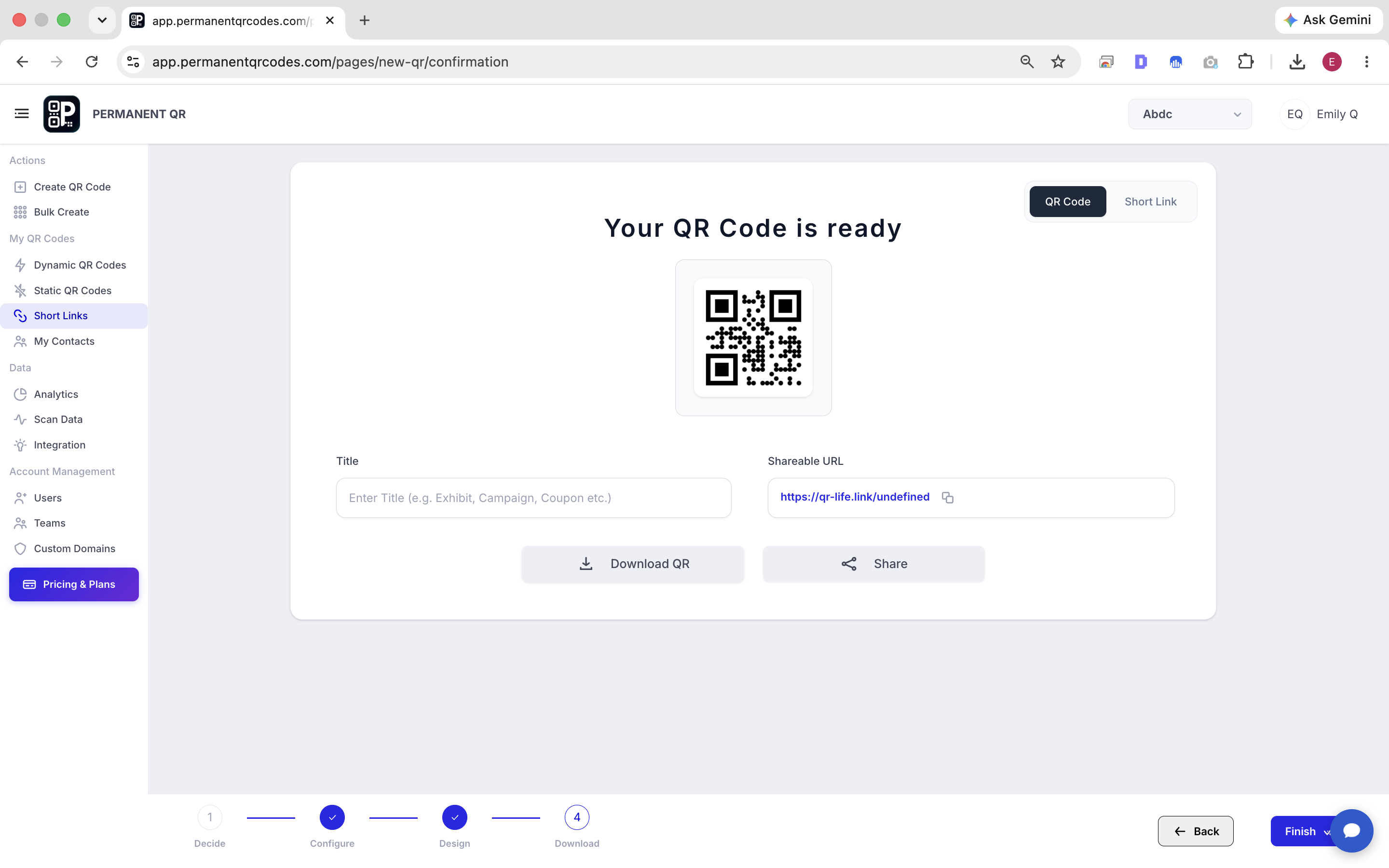 [IMAGE PLACEHOLDER — Permanent QR Codes QR Preview and Download Screen]