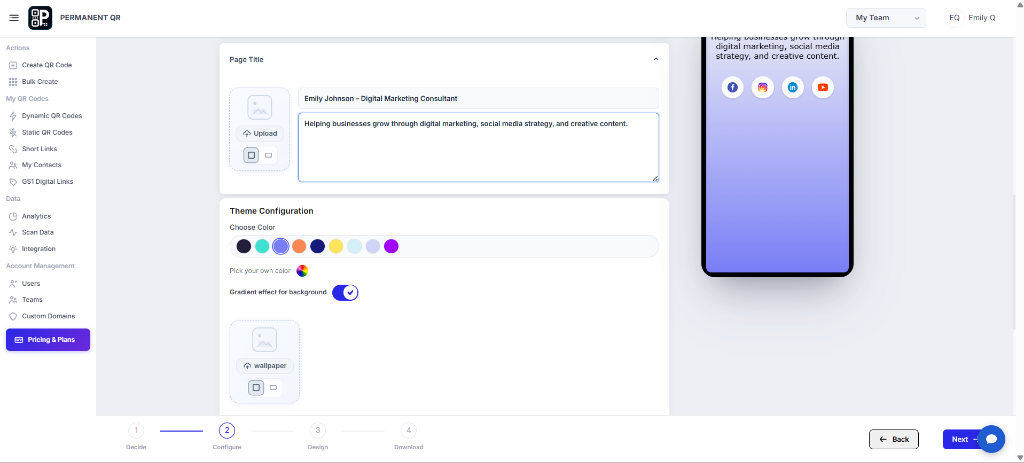 Edit Social Media QR Code Content