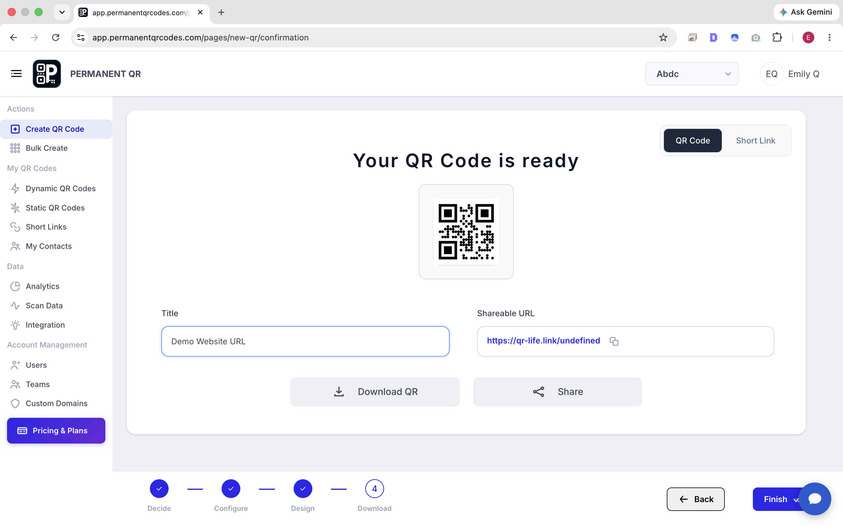 Review and scan QR code preview